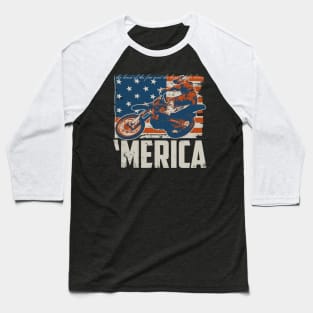 Motocross racer dirt bike 'Merica American Flag Baseball T-Shirt